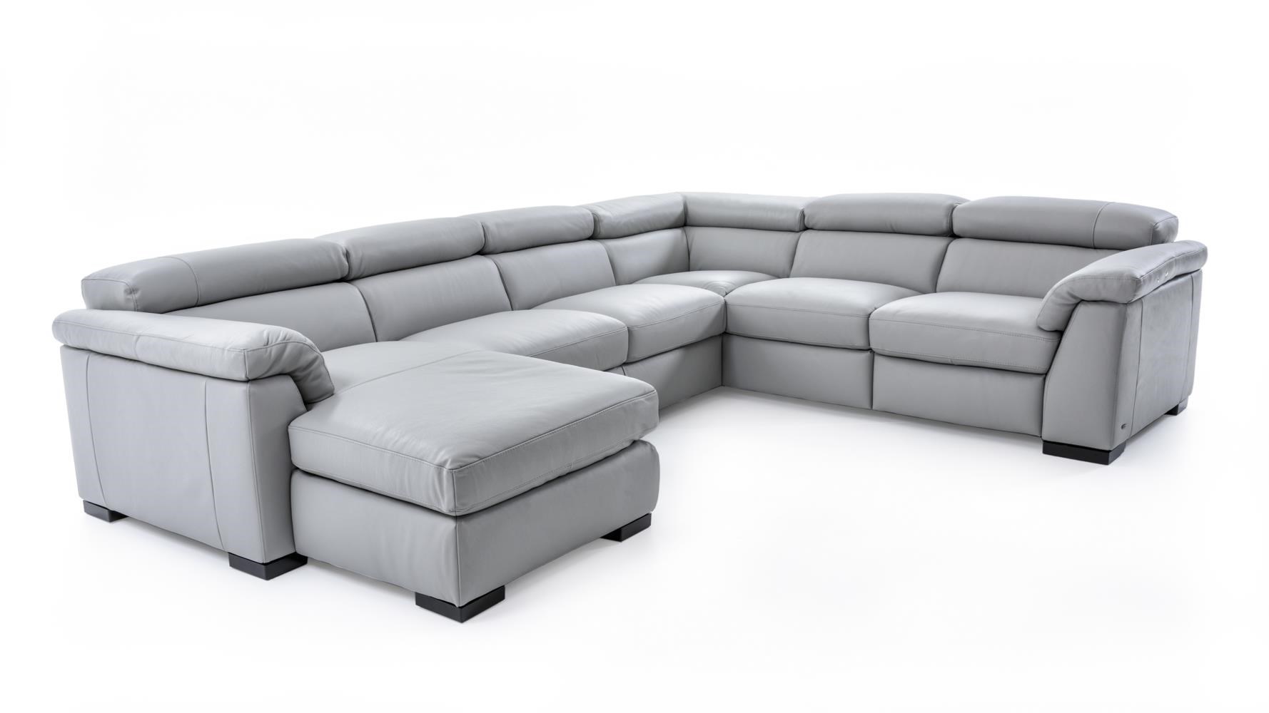 Natuzzi Editions B634 B634 Sect 1 GRAY Contemporary Leather Sectional